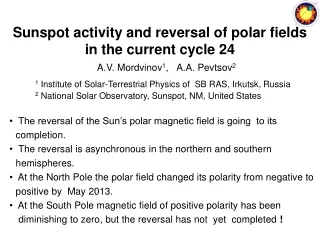 Sunspot activity and reversal of polar fields  in the current cycle 24