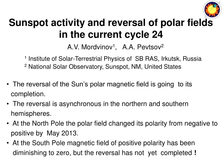 sunspot activity and reversal of polar fields