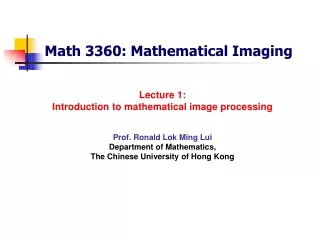 Math 3360: Mathematical Imaging