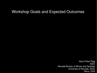 Workshop Goals and Expected Outcomes