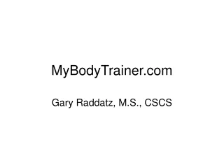 MyBodyTrainer