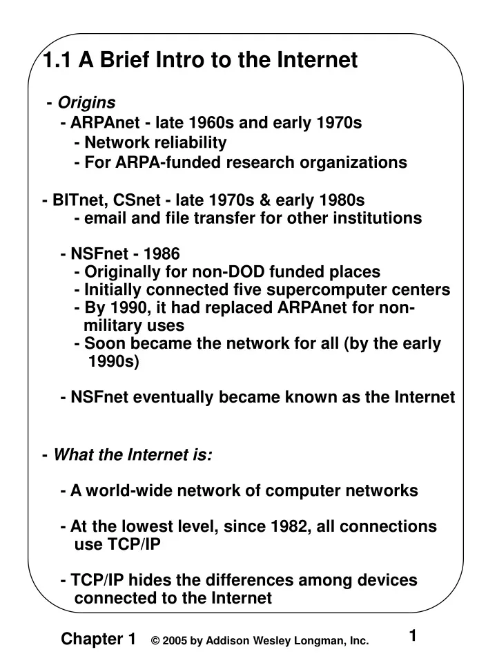 1 1 a brief intro to the internet origins arpanet
