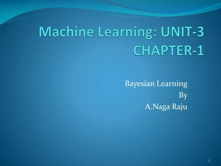 machine learning unit 3 chapter 1