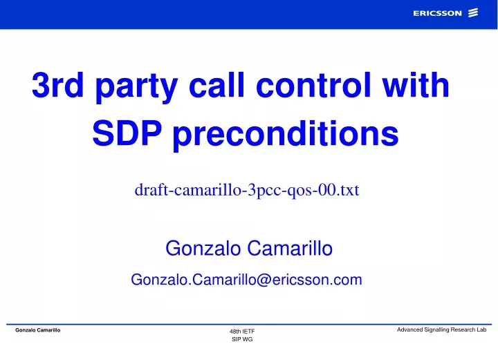 3rd party call control with sdp preconditions