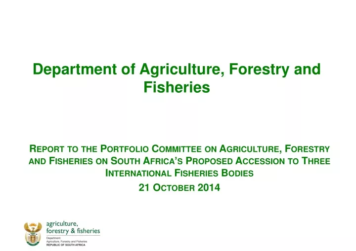 department of agriculture forestry and fisheries