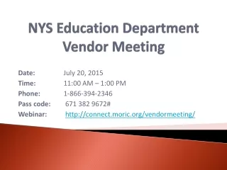 NYS Education Department Vendor Meeting