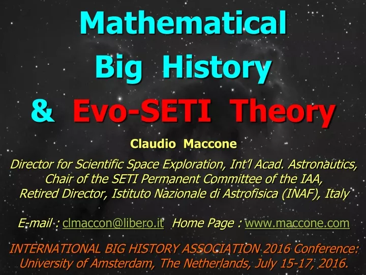 mathematical big history evo seti theory