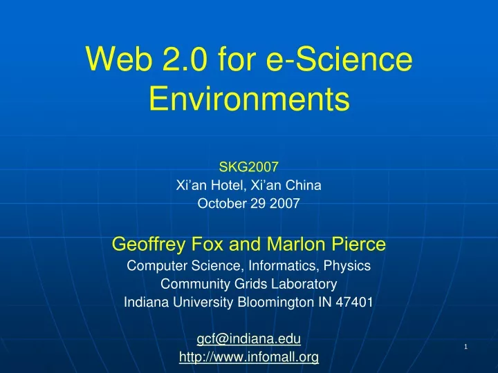 web 2 0 for e science environments