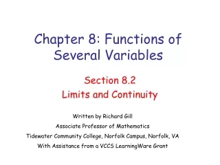 Chapter 8: Functions of Several Variables
