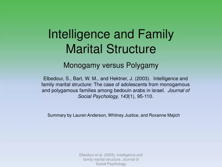 intelligence and family marital structure