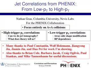Jet Correlations from PHENIX:  From Low-p T  to High-p T