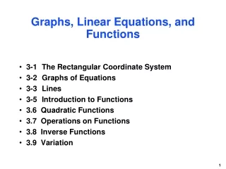 Graphs, Linear Equations, and Functions