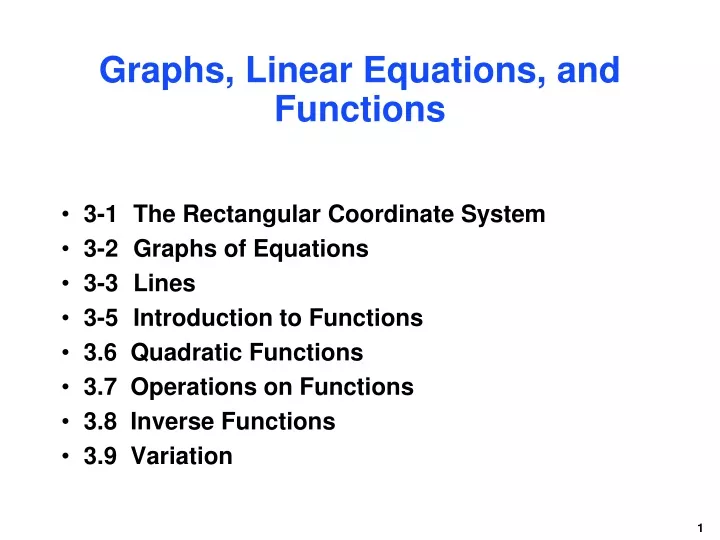 graphs linear equations and functions