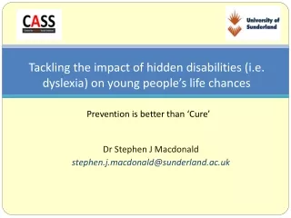 Dr Stephen J Macdonald   stephen.j.macdonald@sunderland.ac.uk