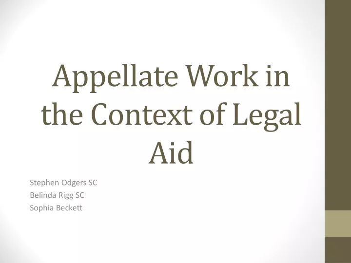 appellate work in the context of legal aid