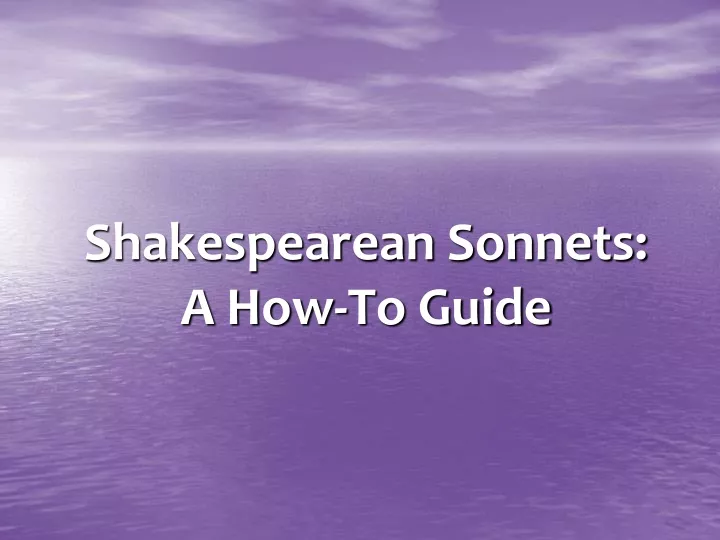 shakespearean sonnets a how to guide