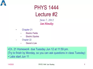 PHYS 1444  Lecture #2