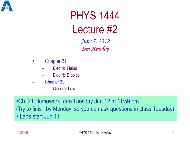 phys 1444 lecture 2