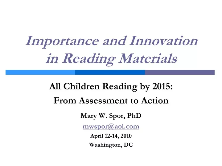 importance and innovation in reading materials