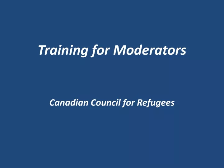 training for moderators