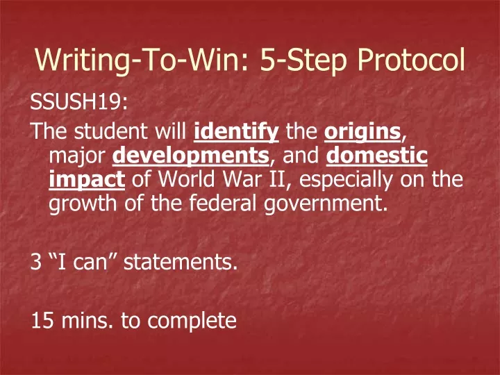 writing to win 5 step protocol