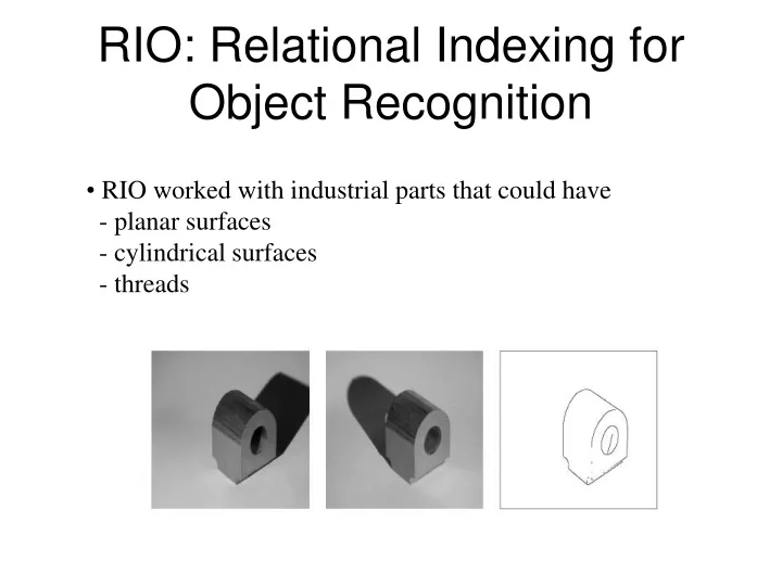 rio relational indexing for object recognition