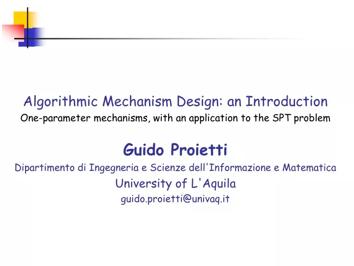algorithmic mechanism design an introduction