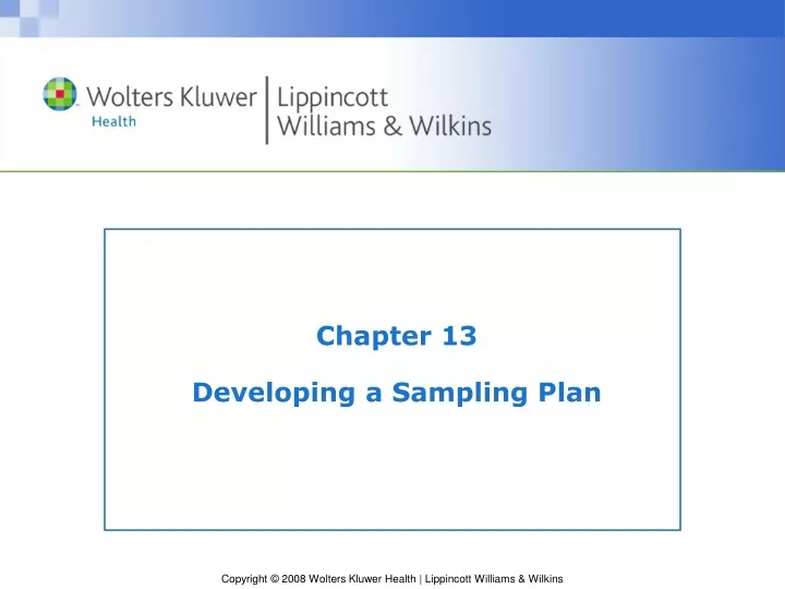 chapter 13 developing a sampling plan