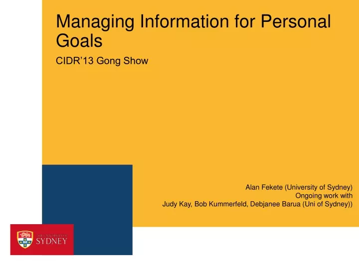 managing information for personal goals