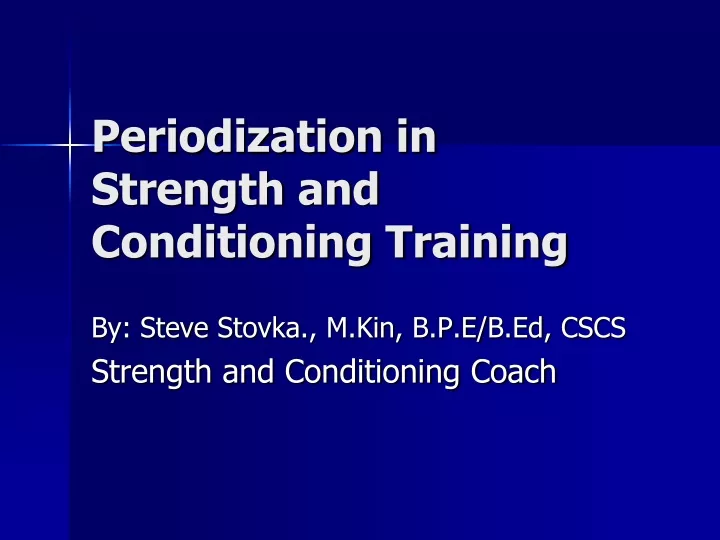 periodization in strength and conditioning training