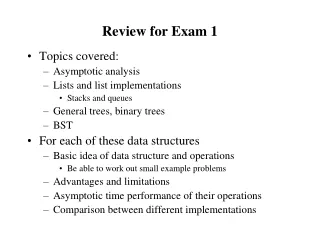 Review for Exam 1