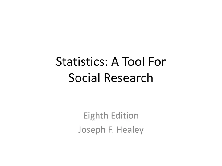 statistics a tool for social research