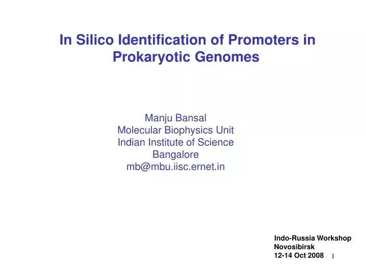 in silico identification of promoters