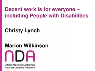 Decent work is for everyone – including People with Disabilities
