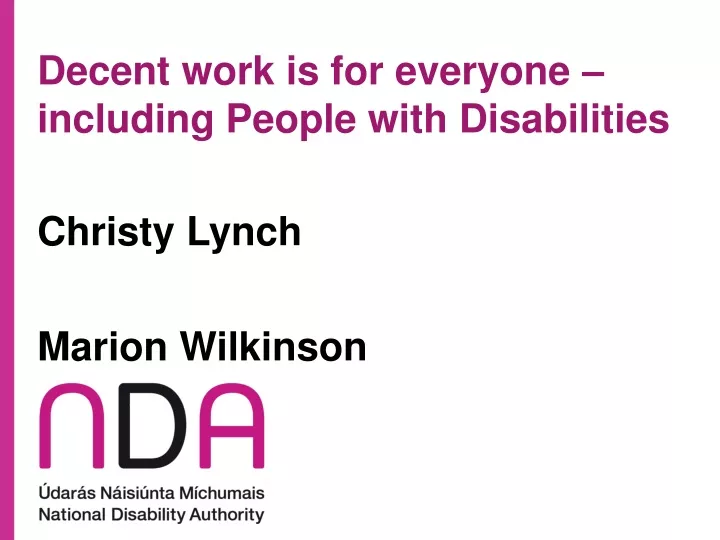 decent work is for everyone including people with disabilities