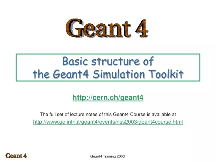 basic structure of the geant4 simulation toolkit