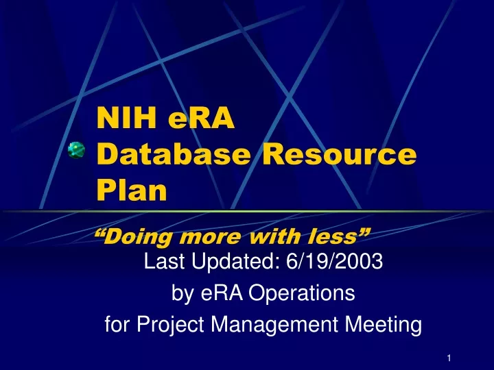 nih era database resource plan