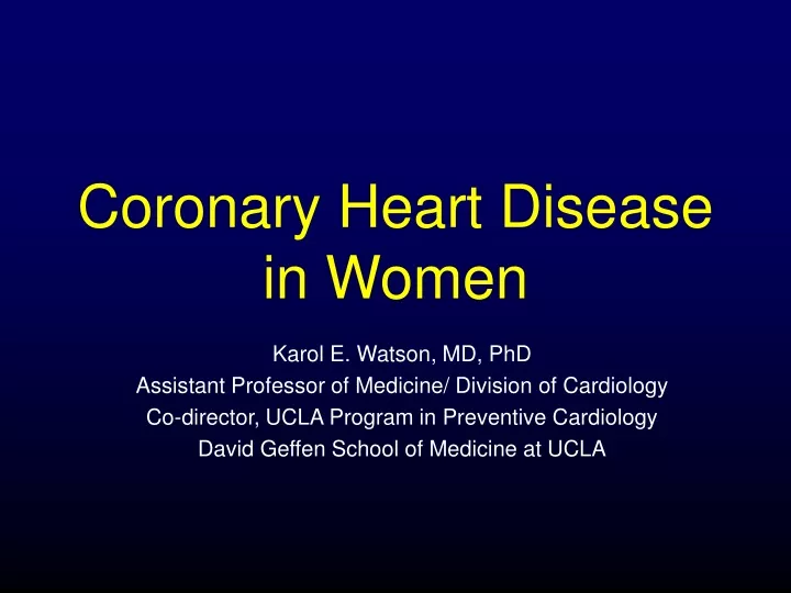 coronary heart disease in women