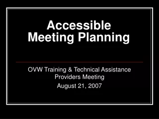 Accessible Meeting Planning
