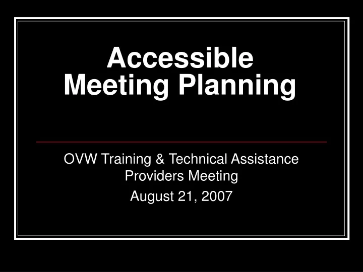 accessible meeting planning