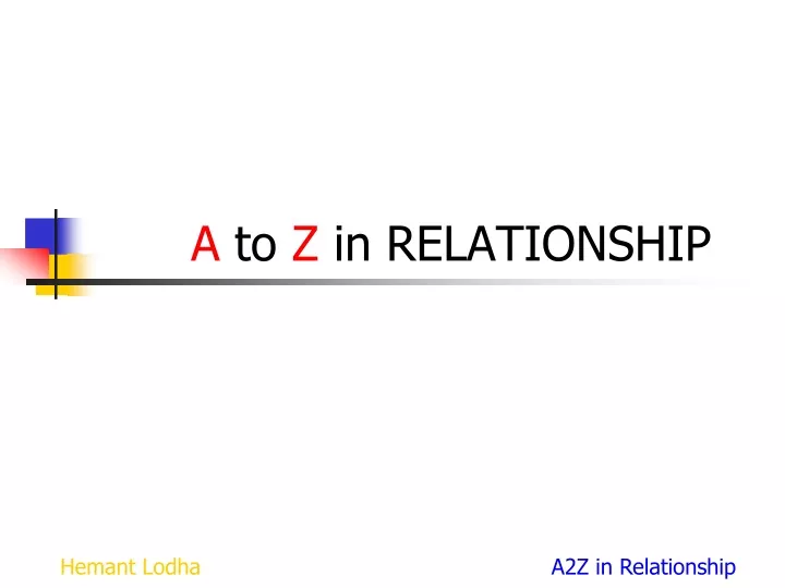 a to z in relationship