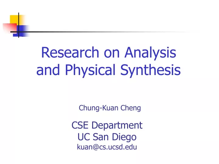 research on analysis and physical synthesis