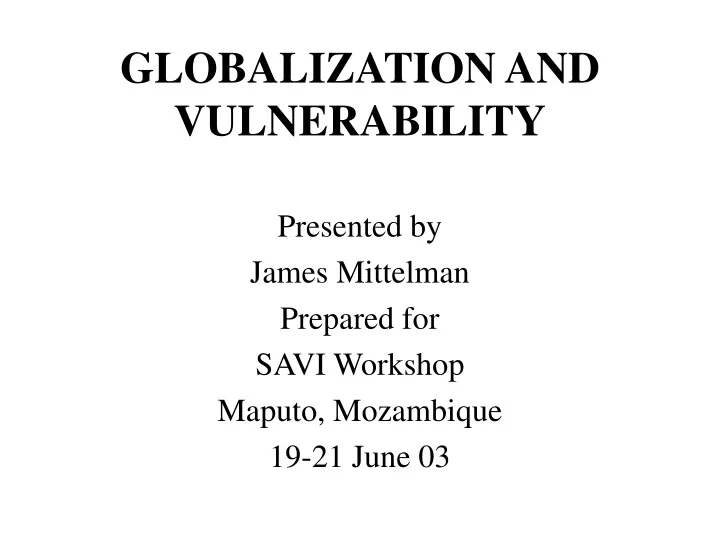 globalization and vulnerability