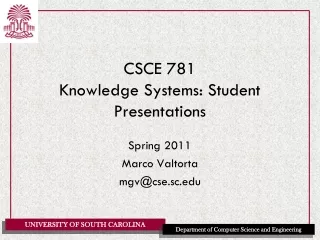 CSCE 781 Knowledge Systems: Student Presentations