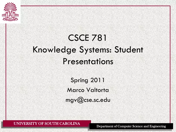 csce 781 knowledge systems student presentations