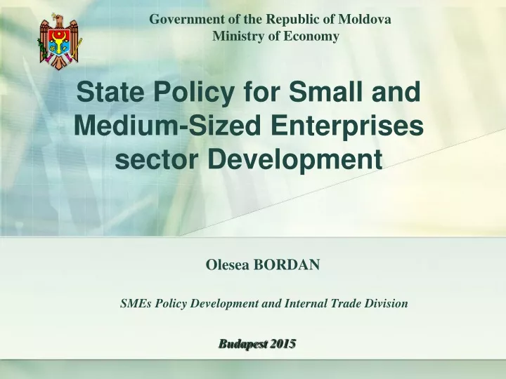 state policy for small and medium sized enterprises sector development