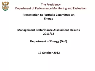 The Presidency  Department of Performance Monitoring and Evaluation