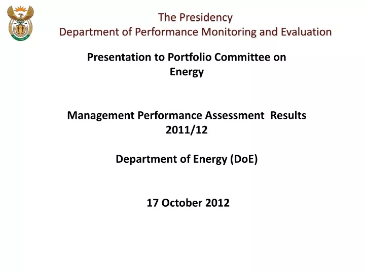 the presidency department of performance