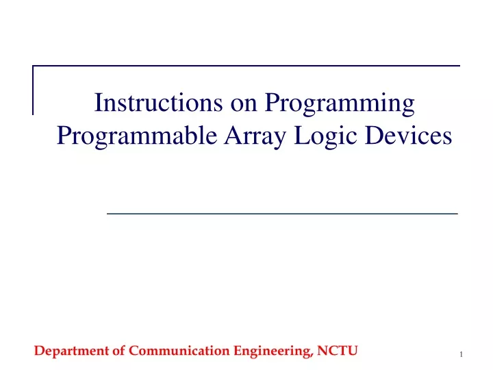 instructions on programming programmable array logic devices