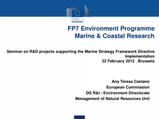 FP7 Environment Programme Marine &amp; Coastal Research